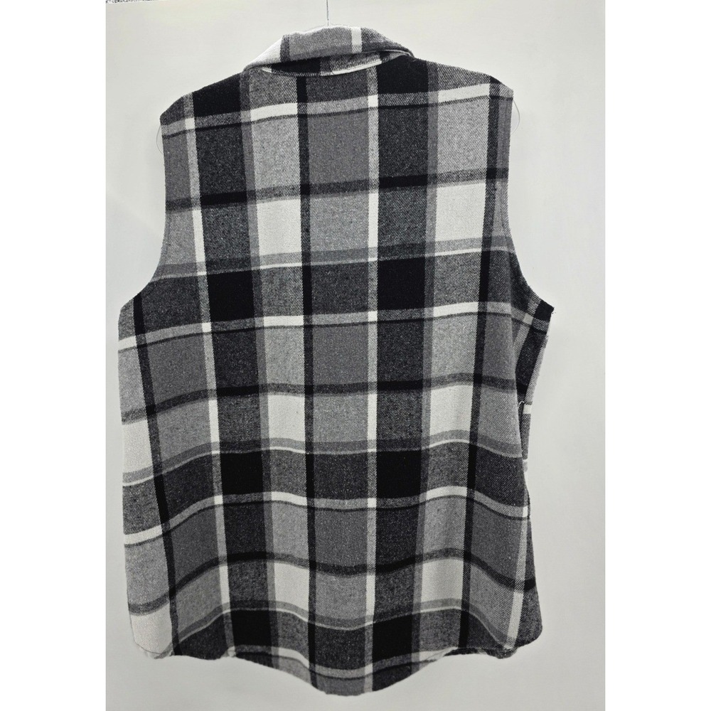 Women Sz 3X Plaid Vests Black & Brown Plaid Button Up Flannel Bundle Layering - Picture 3 of 8